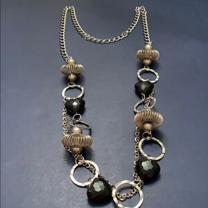 Black and Silver Long Necklace